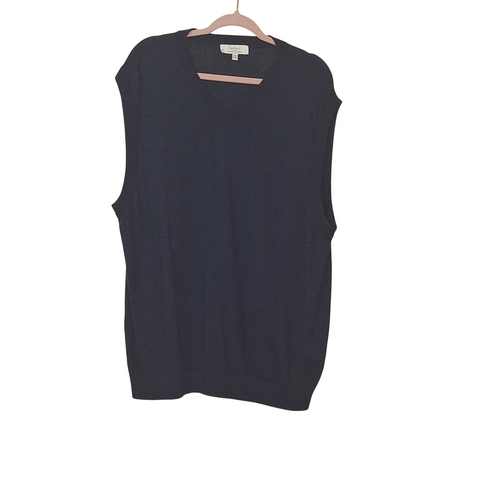 Turnbury Mens XXL Navy Blue 100% Extra Fine Merino Wool V-Neck Sweater Vest